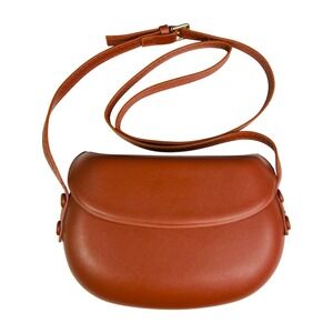 Women's Saddle Crossbody Bag Brown PU Leather Minimalist Shoulder Bag
